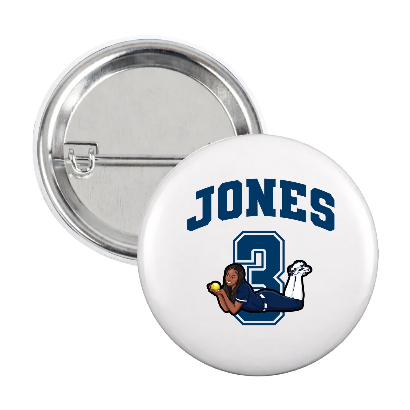 Game Day Button — Number in White