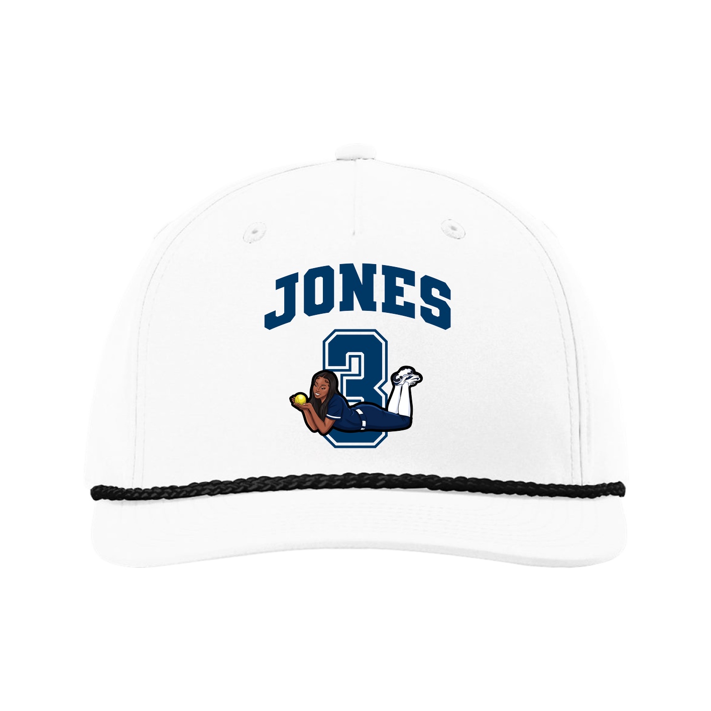 Five-Panel Classic Rope Cap — Number in White