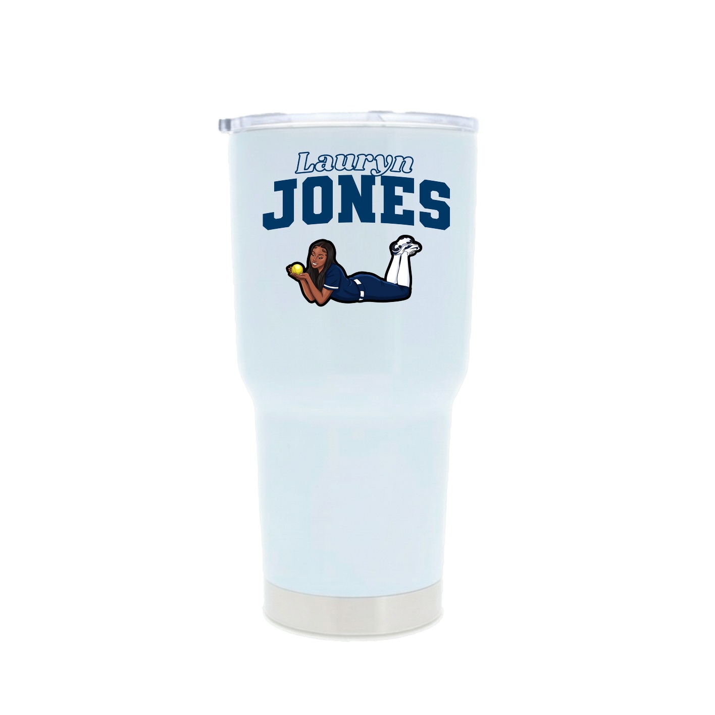30oz Stainless Steel Tumbler — Name Arch in White