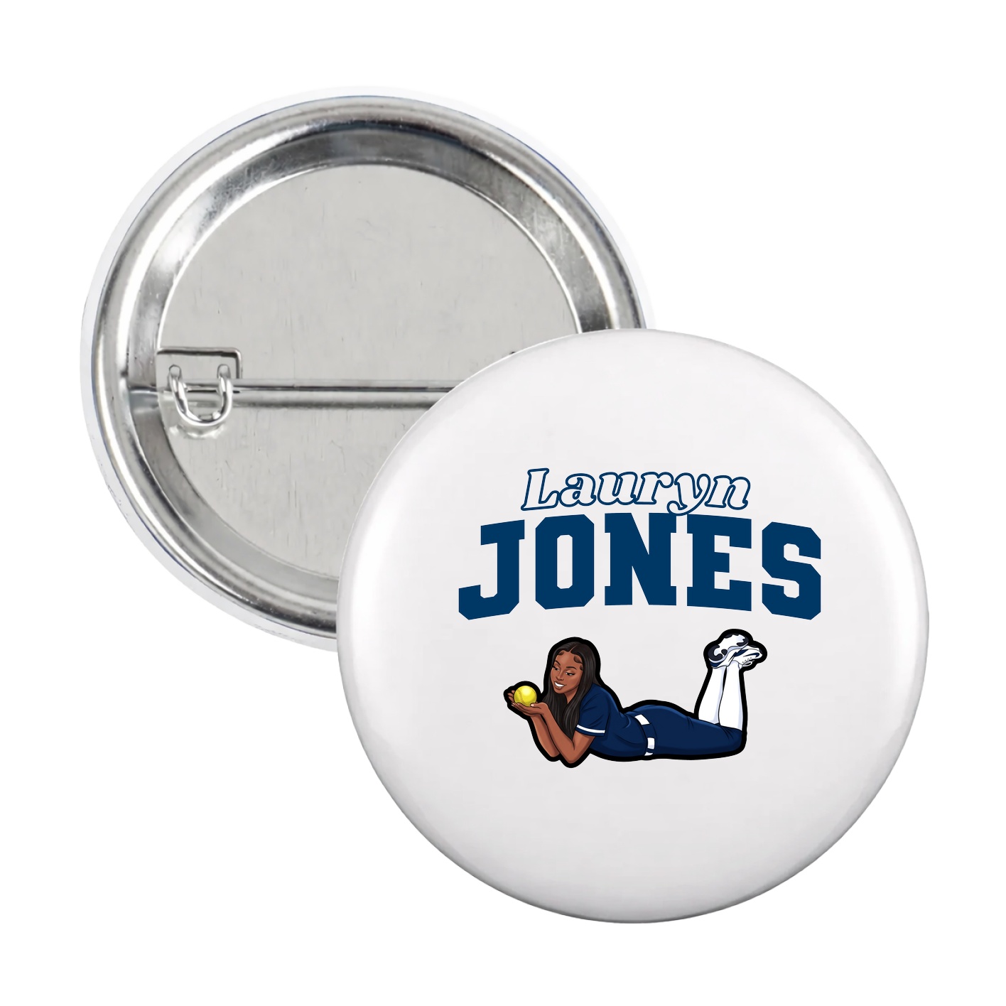 Game Day Button — Name Arch in White