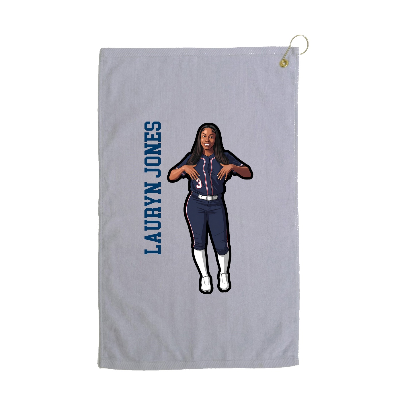 Golf Towel — Name Vertical in Grey