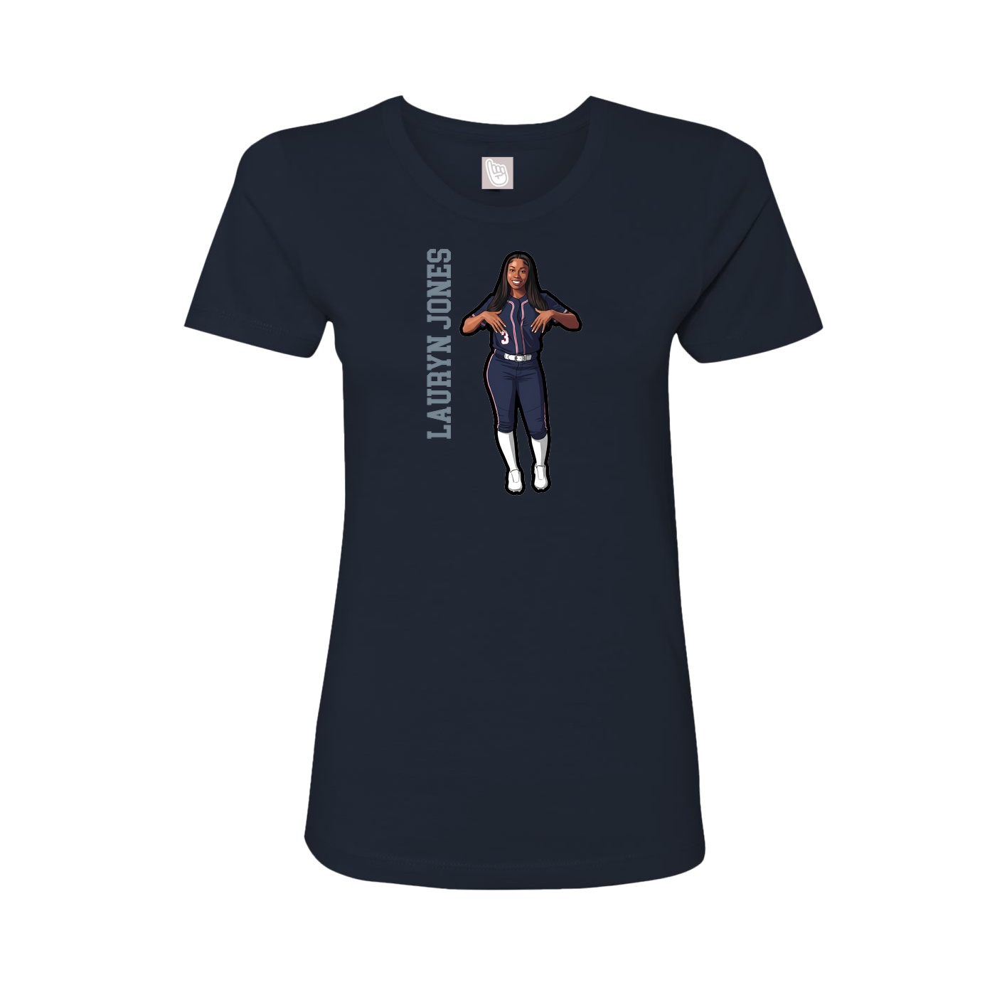Fitted Women's Tee — Name Vertical in Navy