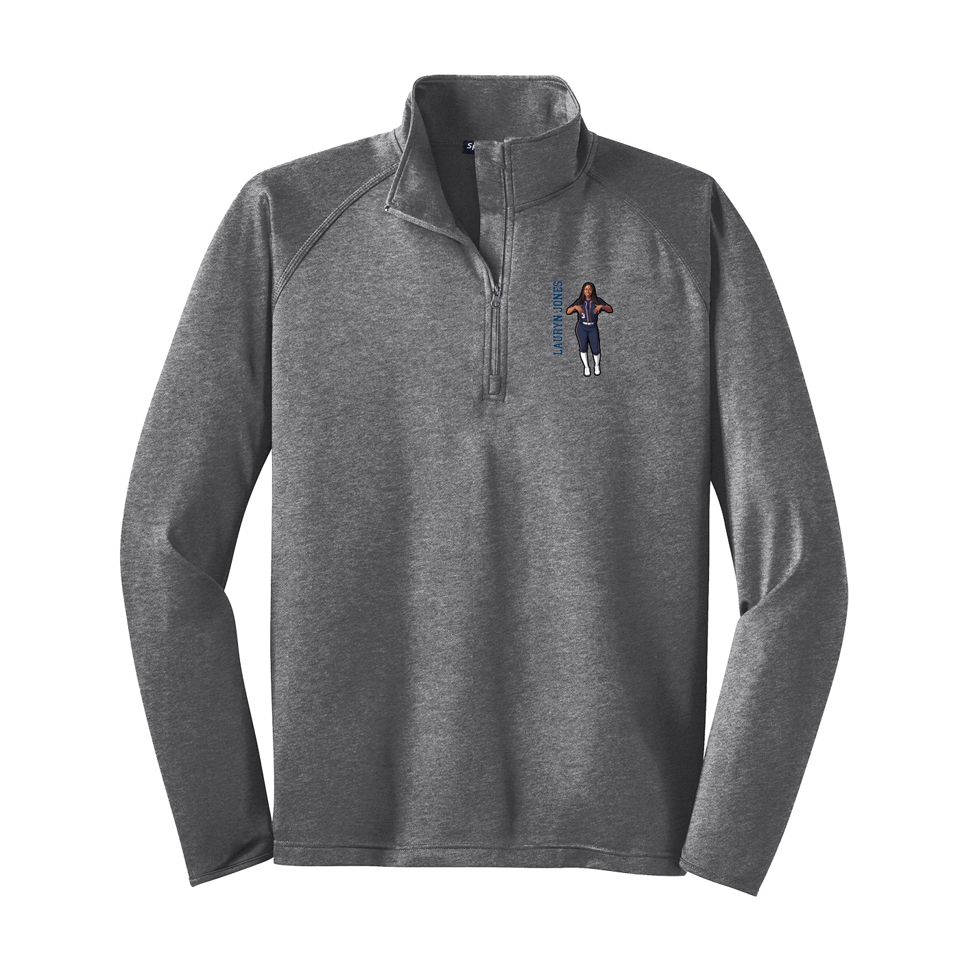 Q-Zip Pullover — Name Vertical in Grey