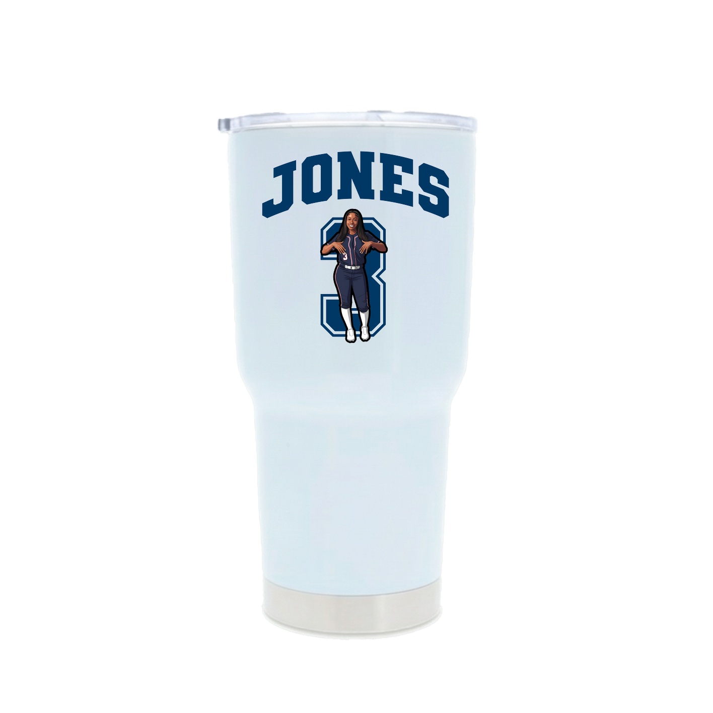 30oz Stainless Steel Tumbler — Number in White