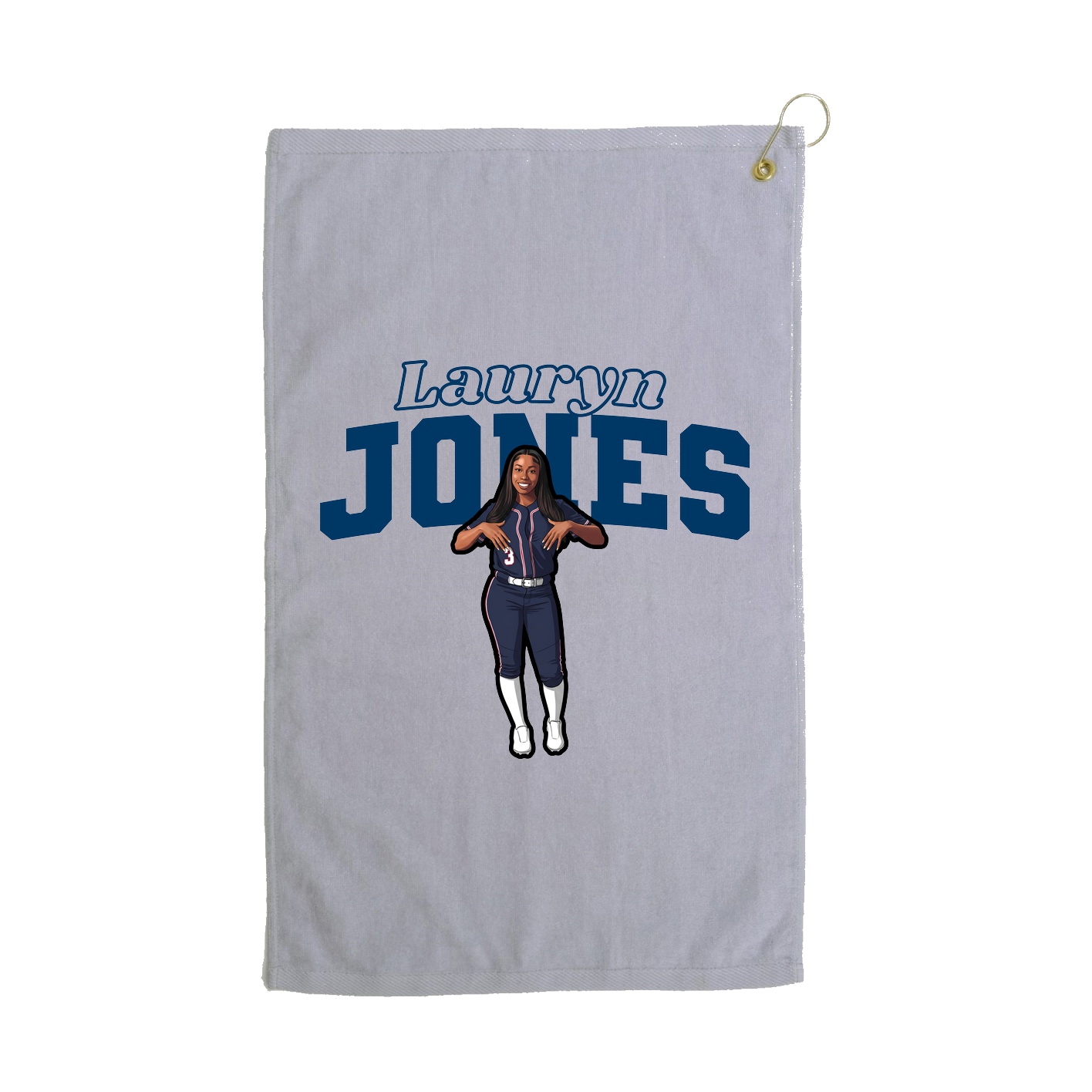 Golf Towel — Name Arch in Grey