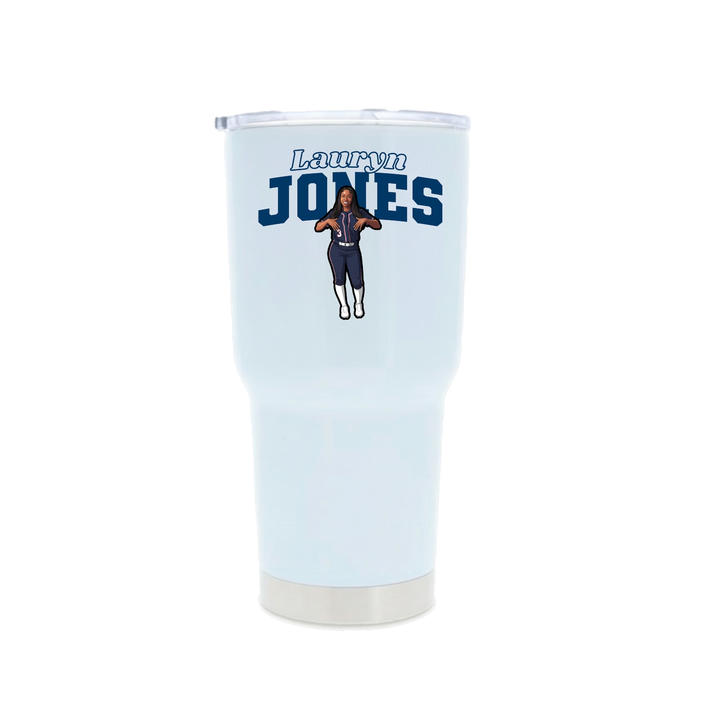 30oz Stainless Steel Tumbler — Name Arch in White
