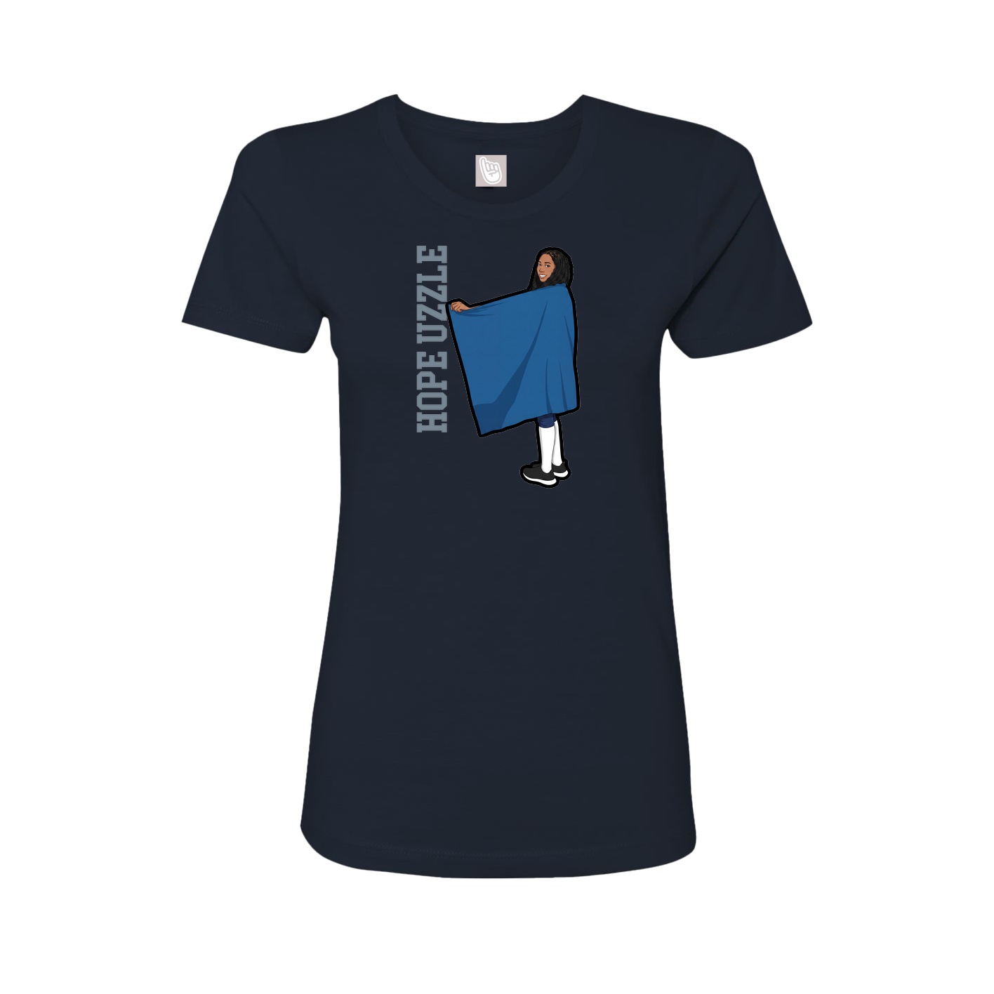 Fitted Women's Tee — Name Vertical in Navy