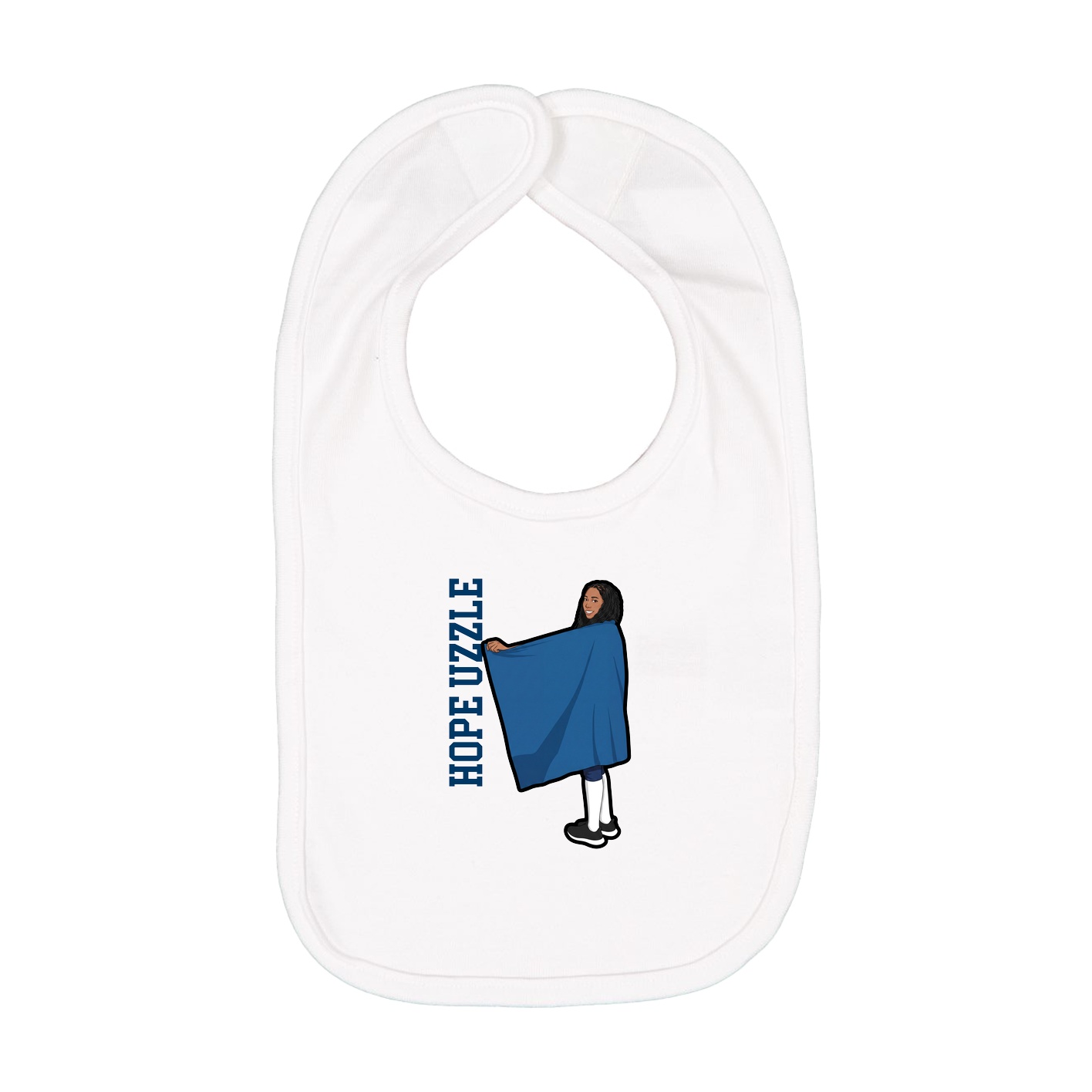 Infant Bib — Name Vertical in White