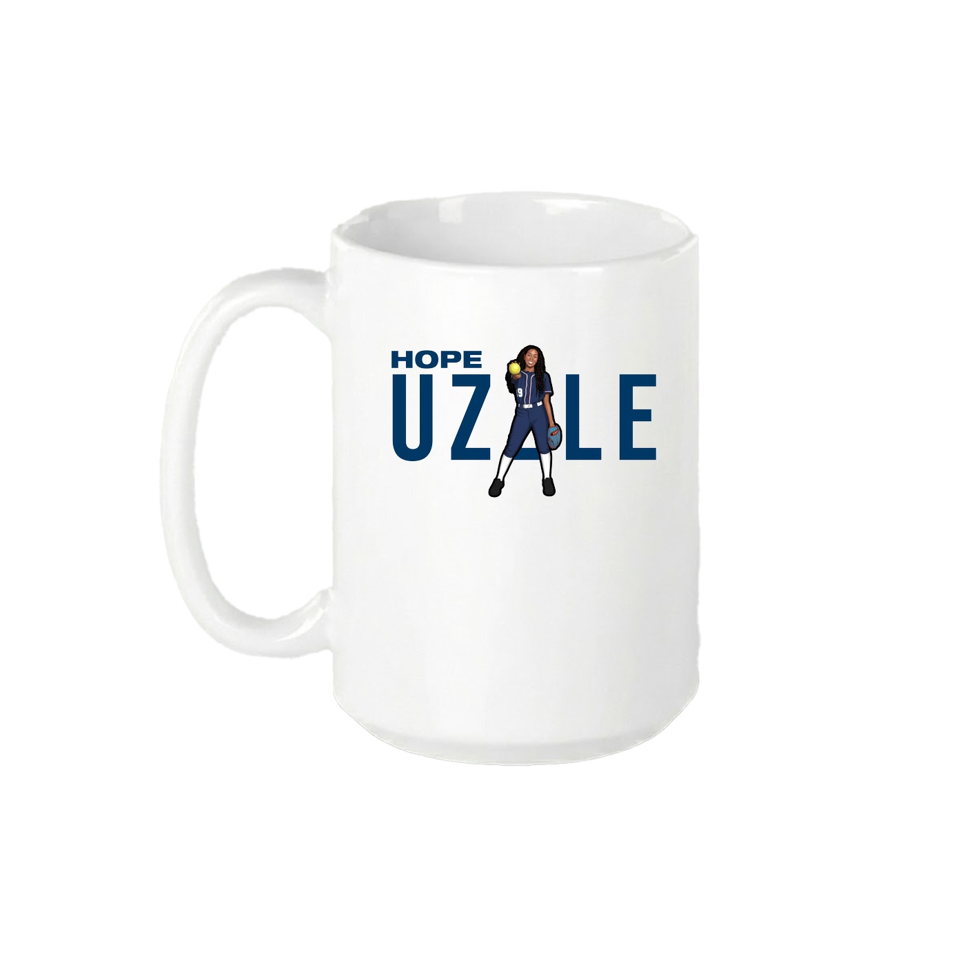 15oz Coffee Mug — Player Name in White