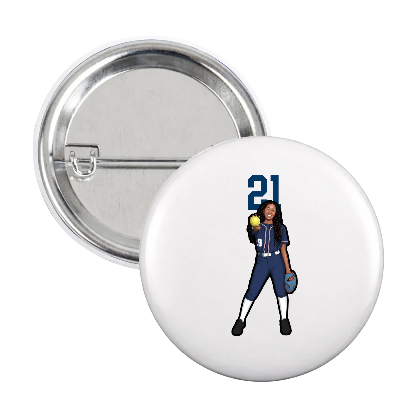 Game Day Button — Number Top in White