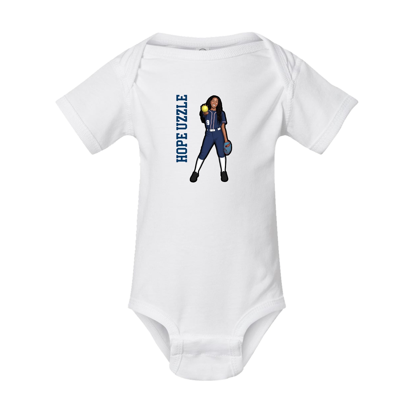 Baby Onesie — Name Vertical in White