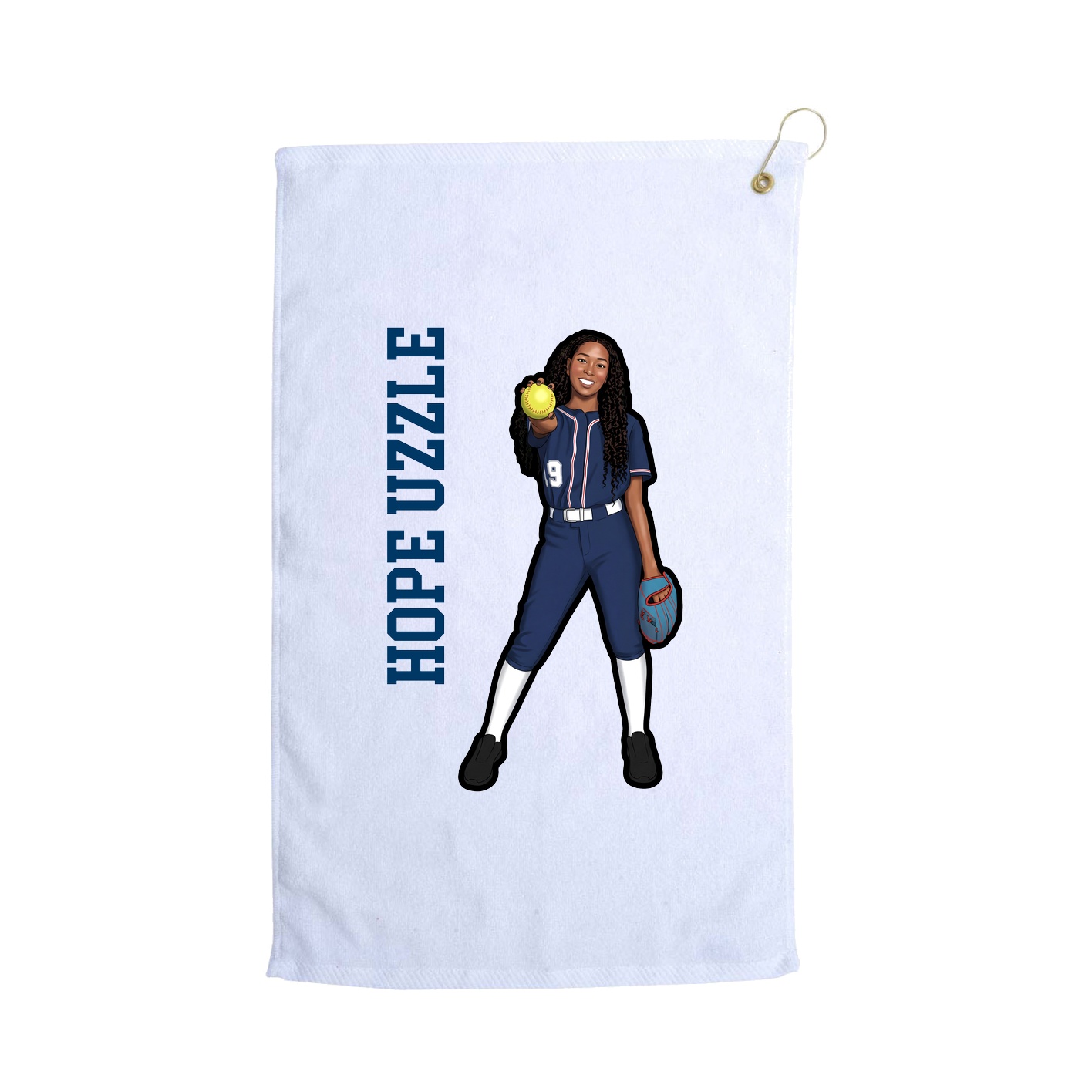 Golf Towel — Name Vertical in White