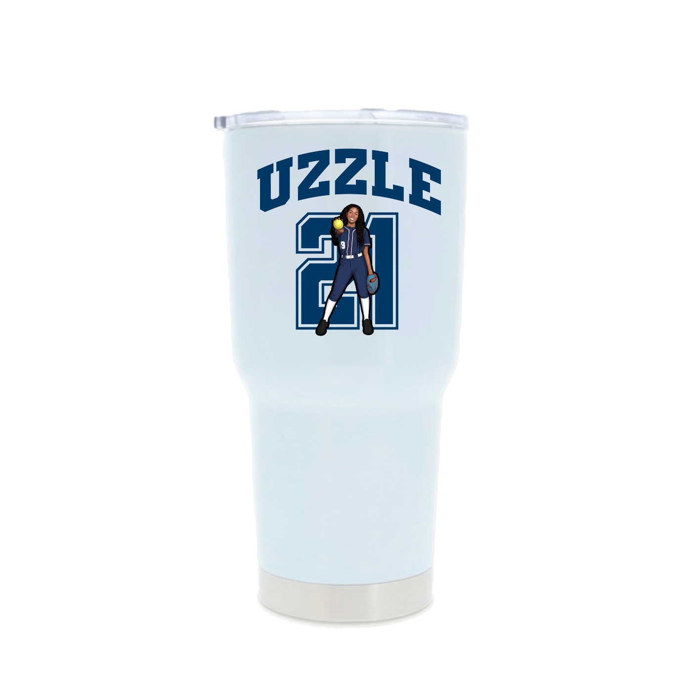 30oz Stainless Steel Tumbler — Number in White