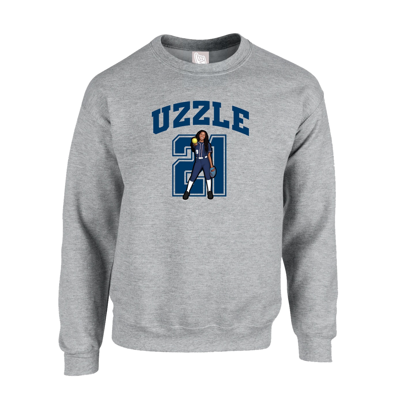 Fleece Crew — Number in Grey