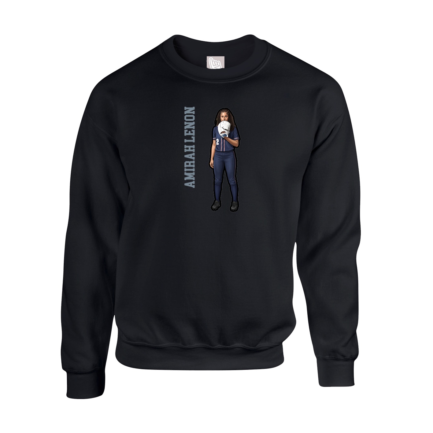 Fleece Crew — Name Vertical in Black