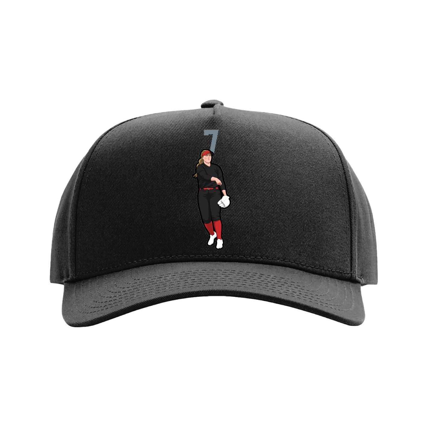 Full Fabric Five-Panel Champ Cap — Number Top in Black