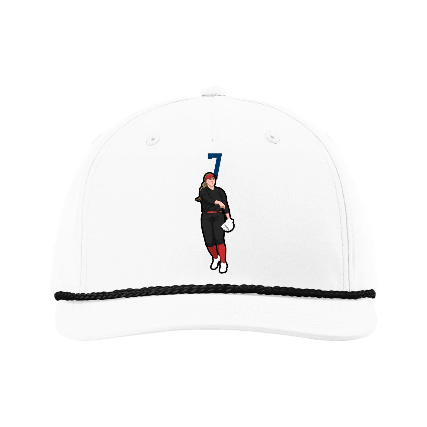 Five-Panel Classic Rope Cap — Number Top in White