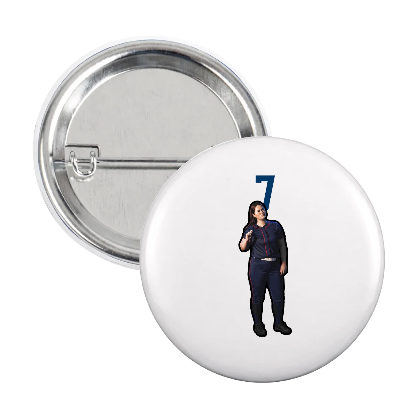 Game Day Button — Number Top in White