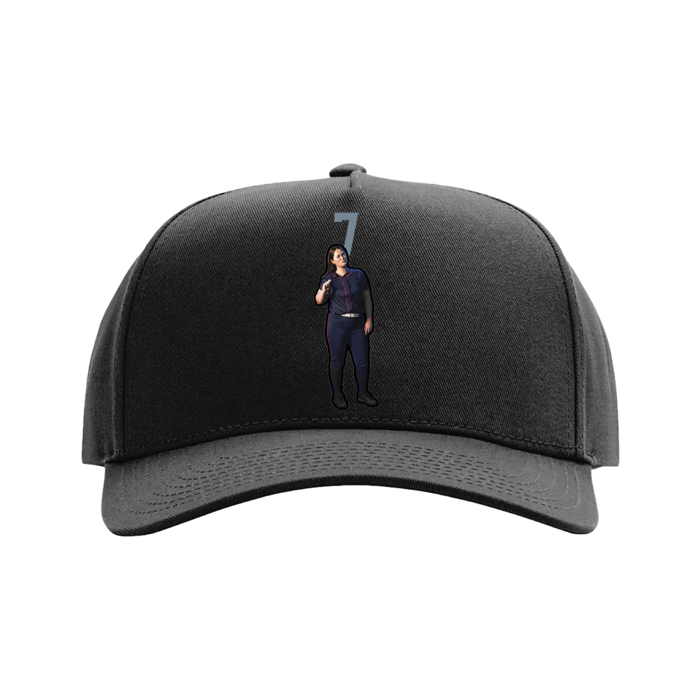 Full Fabric Five-Panel Champ Cap — Number Top in Black