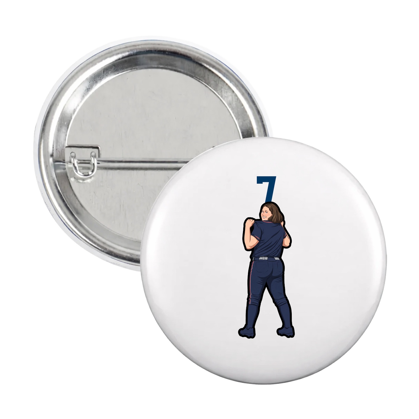 Game Day Button — Number Top in White