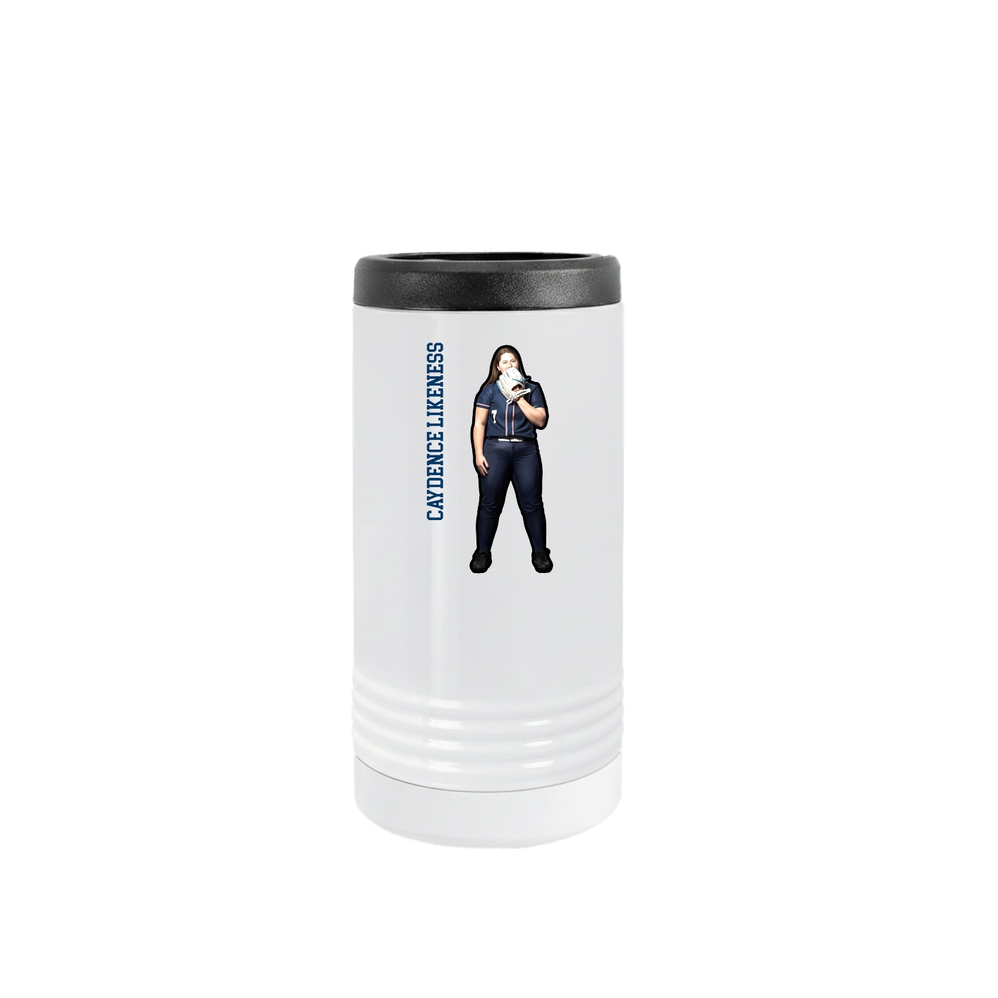 Slim Beverage Holder — Name Vertical in White