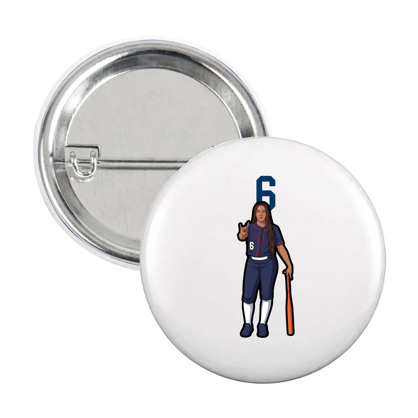 Game Day Button — Number Top in White