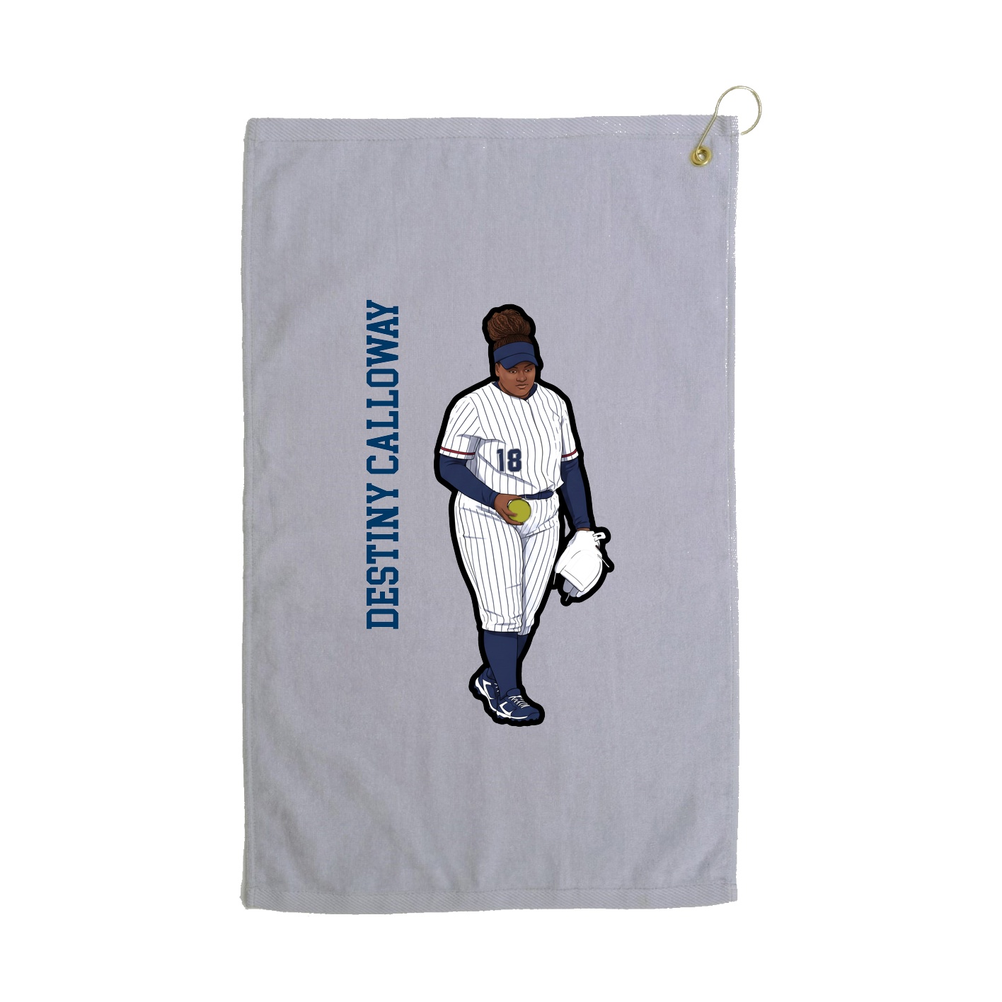 Golf Towel — Name Vertical in Grey