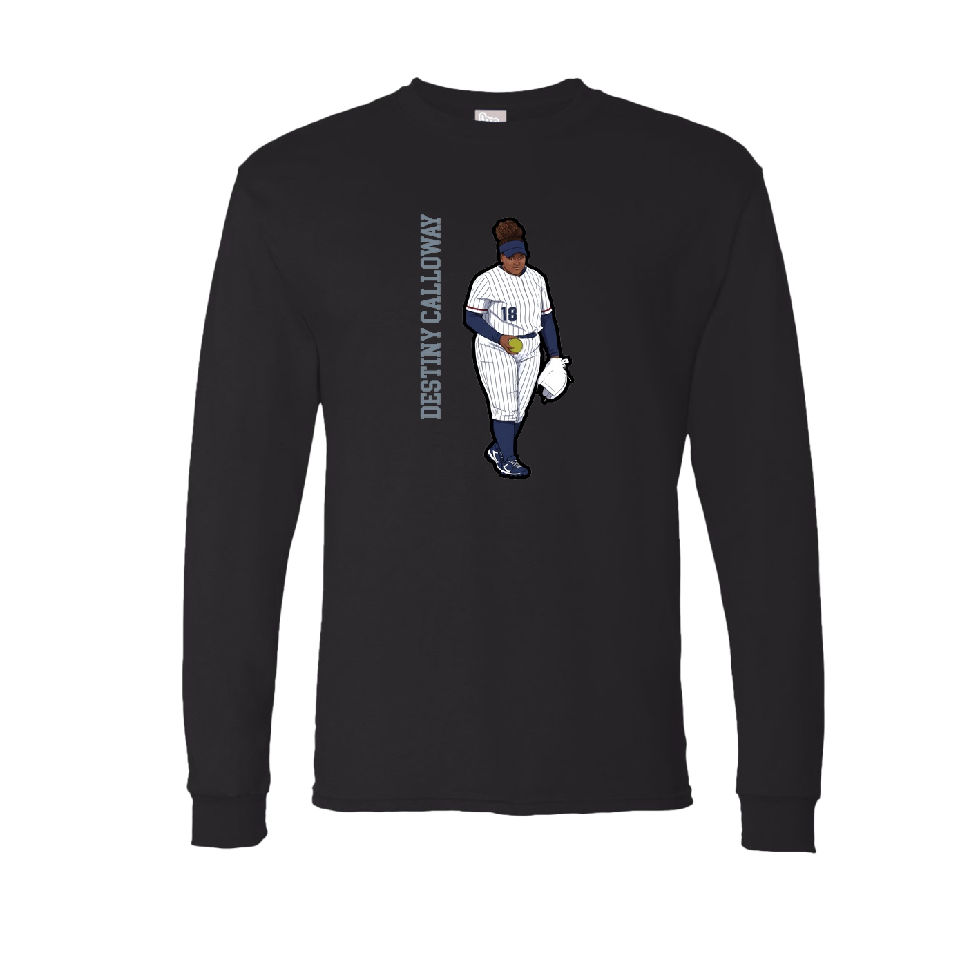 Long Sleeve Tee — Name Vertical in Black