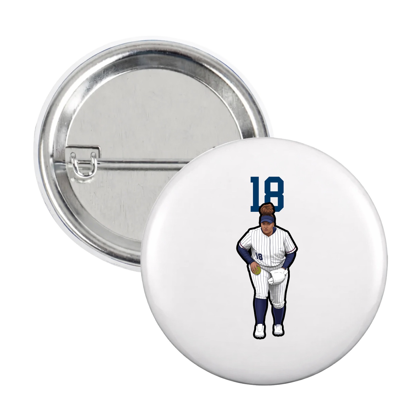 Game Day Button — Number Top in White