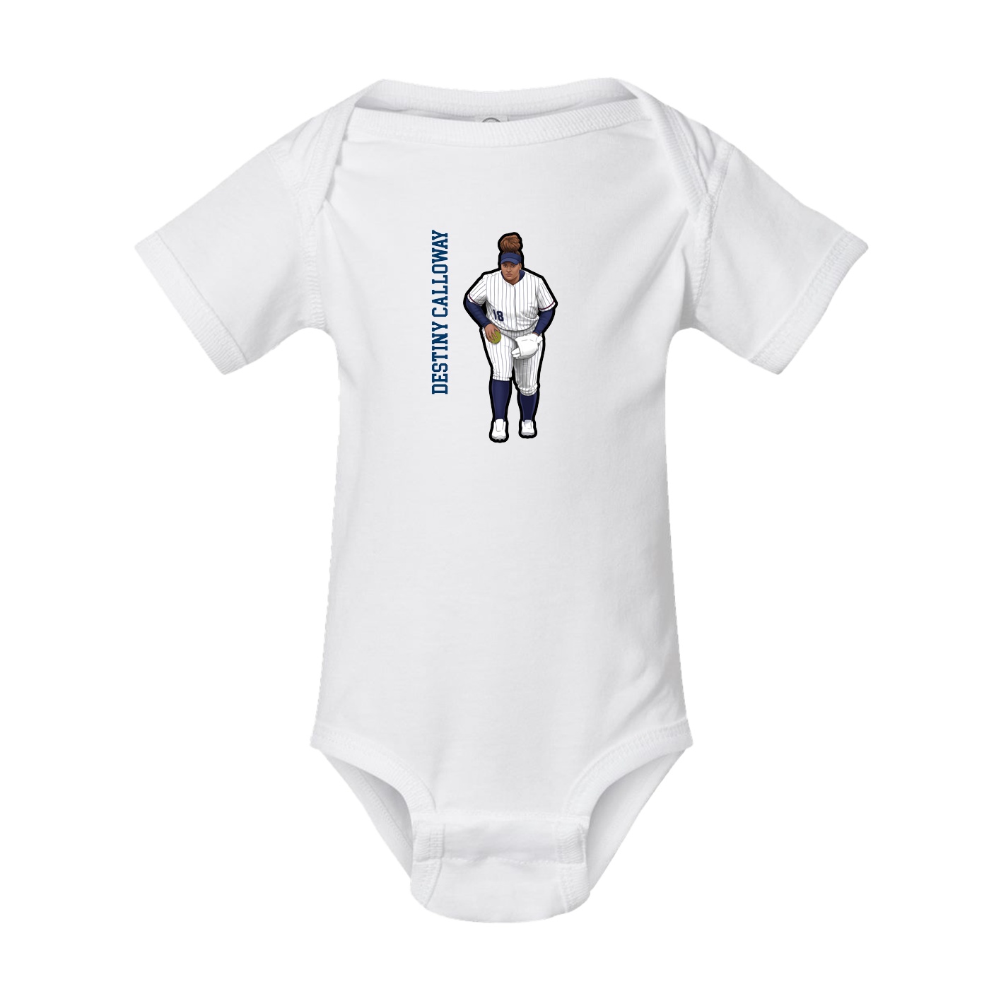 Baby Onesie — Name Vertical in White