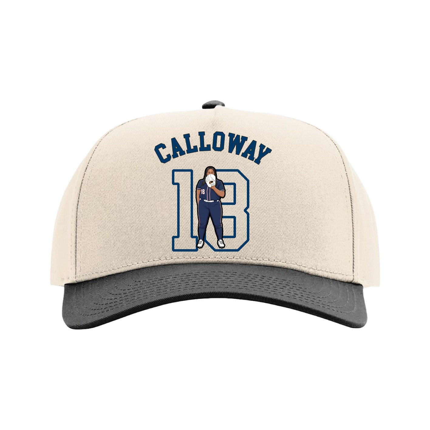 Full Fabric Five-Panel Champ Cap — Shirsey Arch in Cream/Black