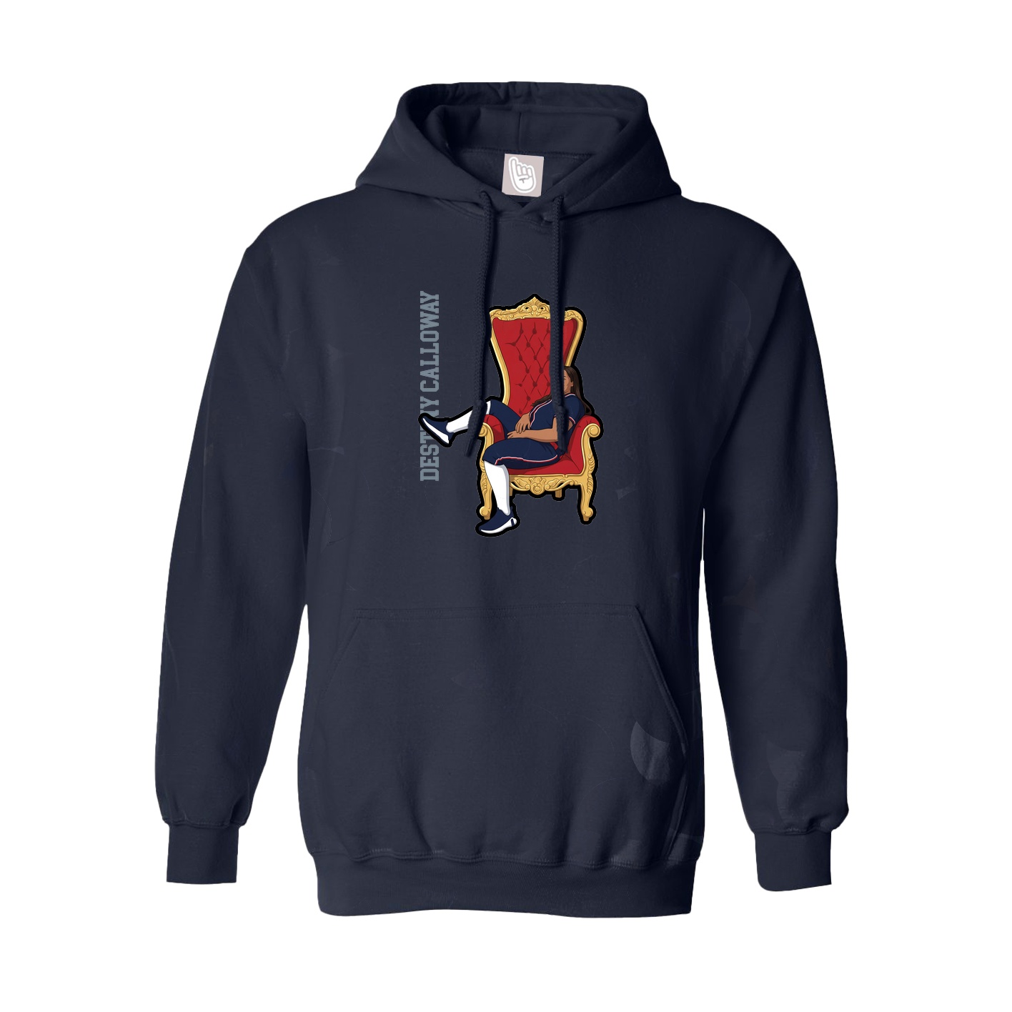 Hoodie — Name Vertical in Navy