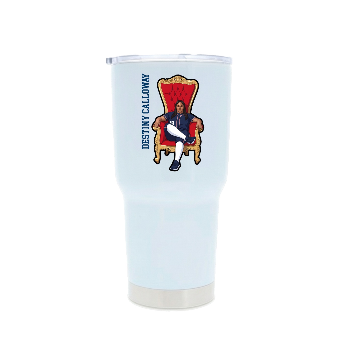30oz Stainless Steel Tumbler — Name Vertical in White