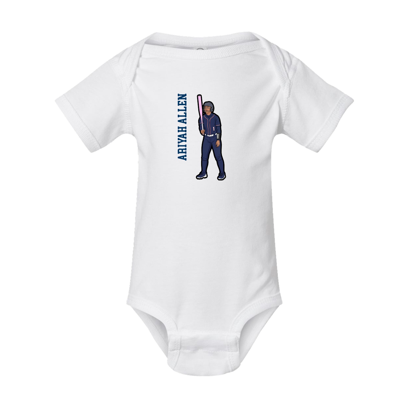 Baby Onesie — Name Vertical in White