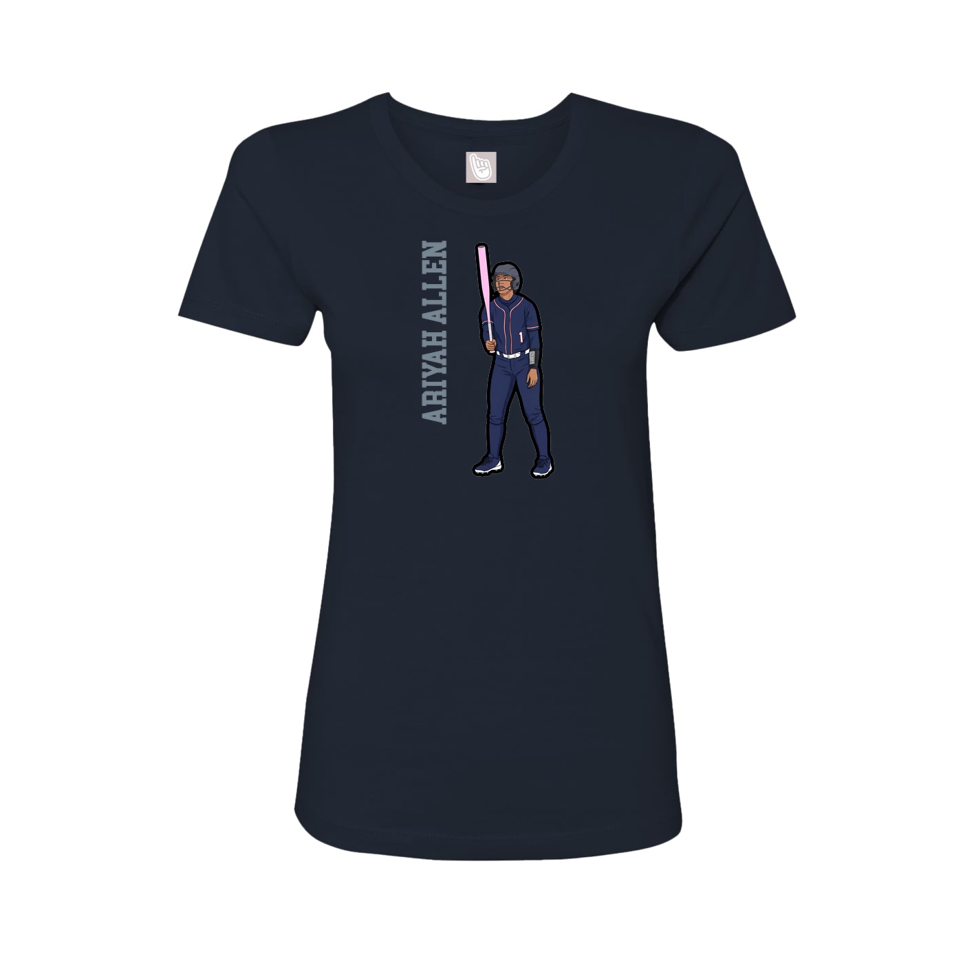 Fitted Women's Tee — Name Vertical in Navy