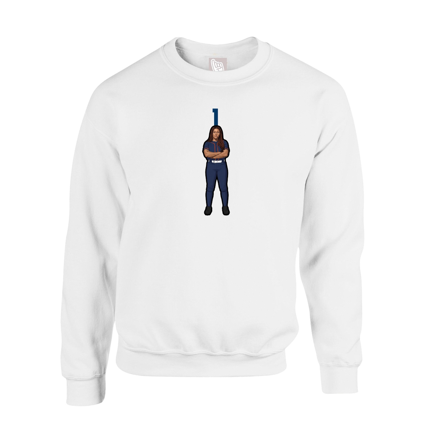 Fleece Crew — Number Top in White