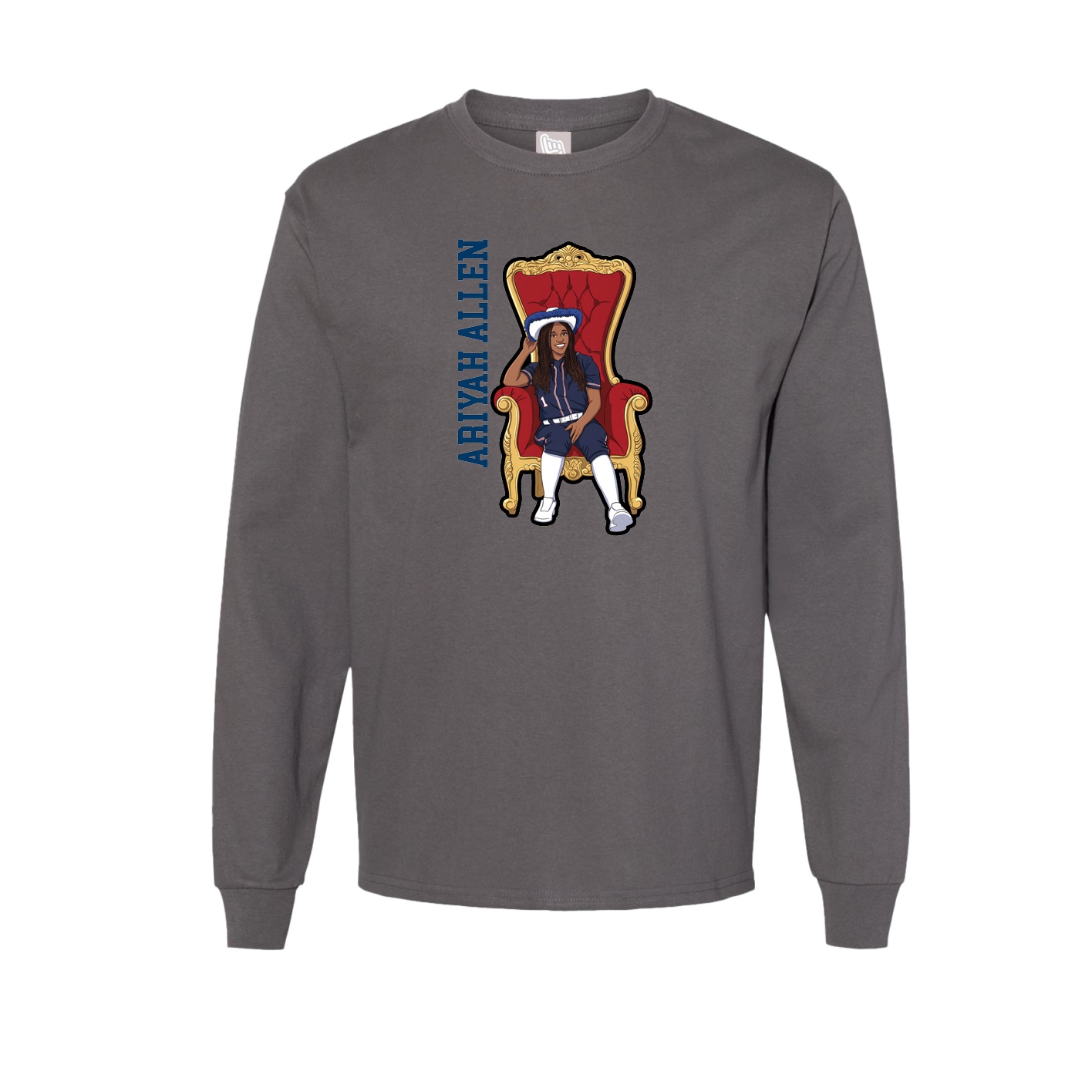 Long Sleeve Tee — Name Vertical in Grey