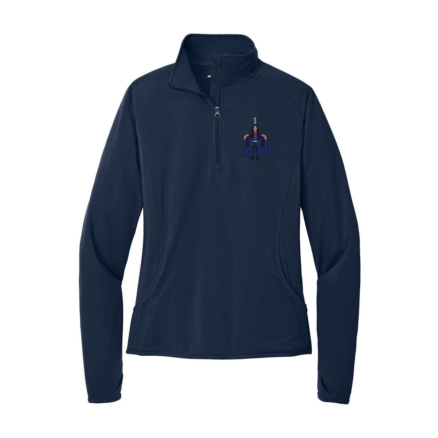 Women's Q-Zip Pullover — Number Top in Navy