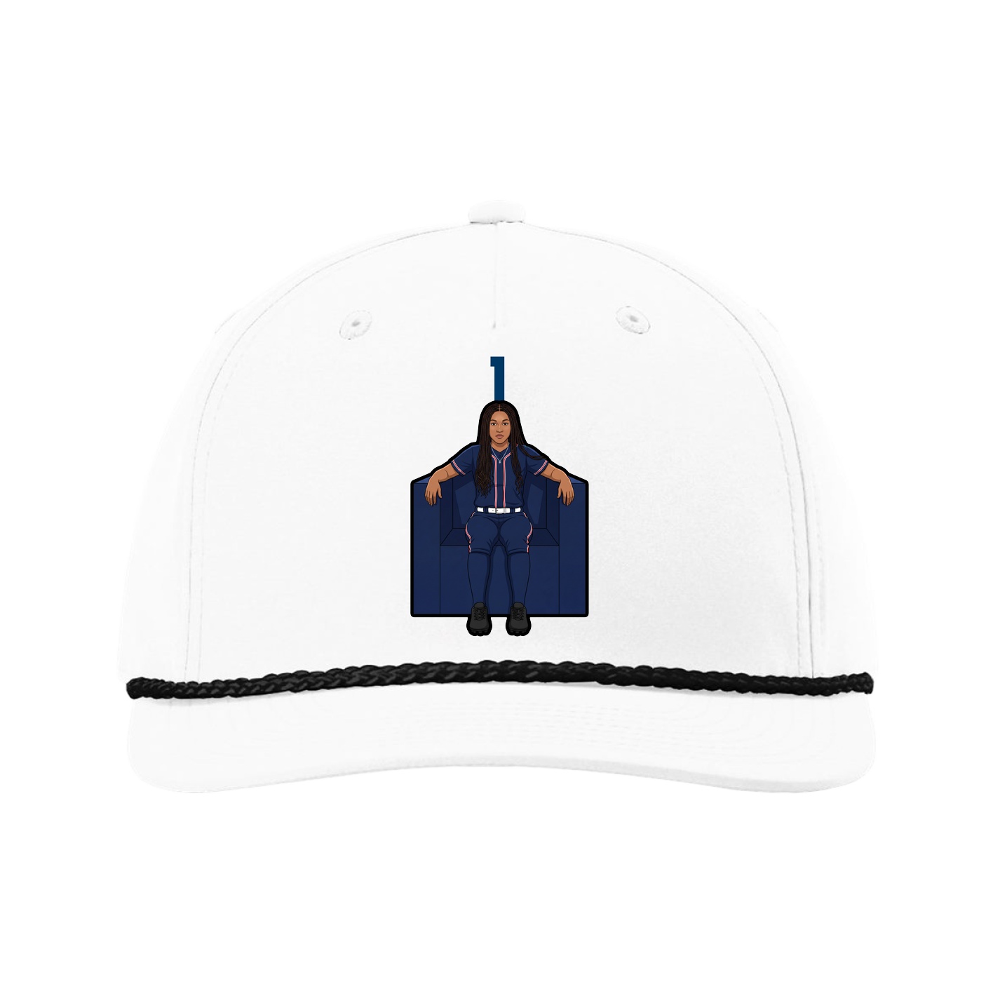 Five-Panel Classic Rope Cap — Number Top in White
