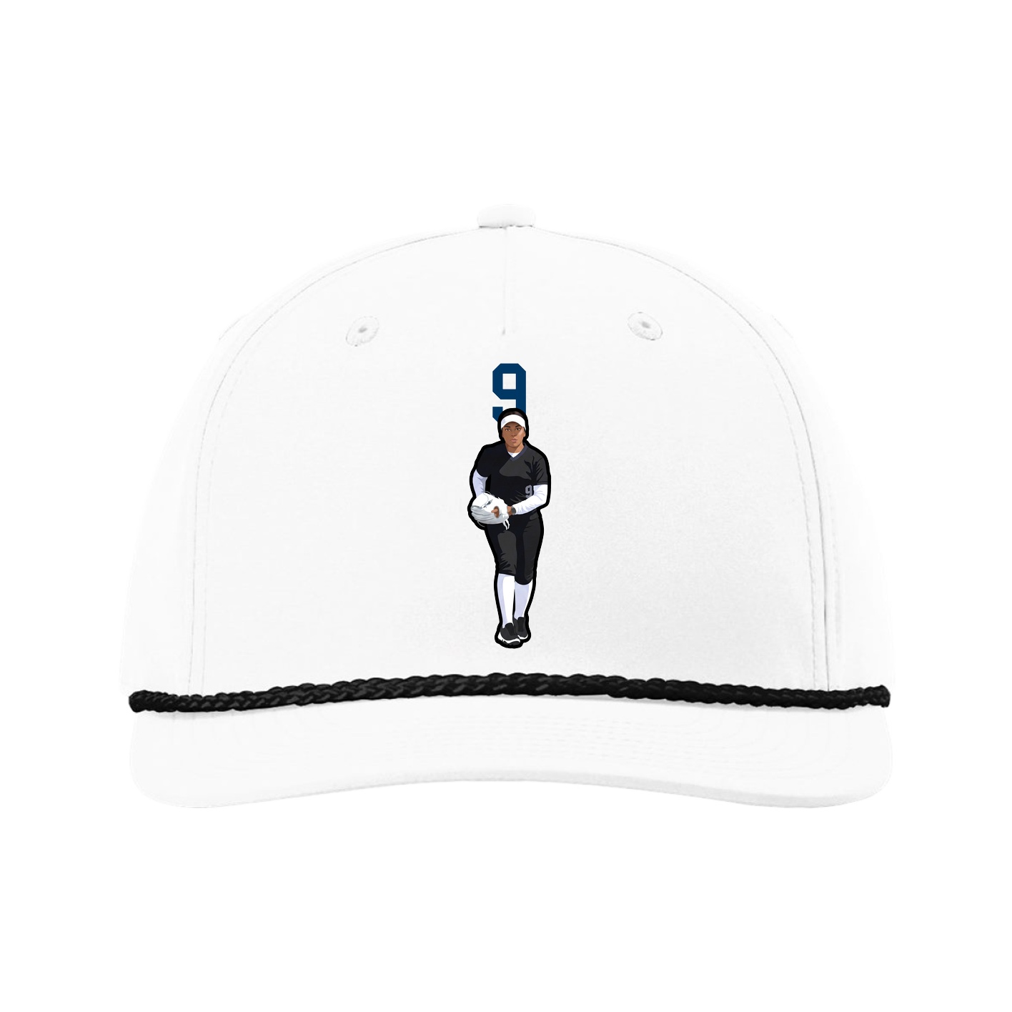 Five-Panel Classic Rope Cap — Number Top in White