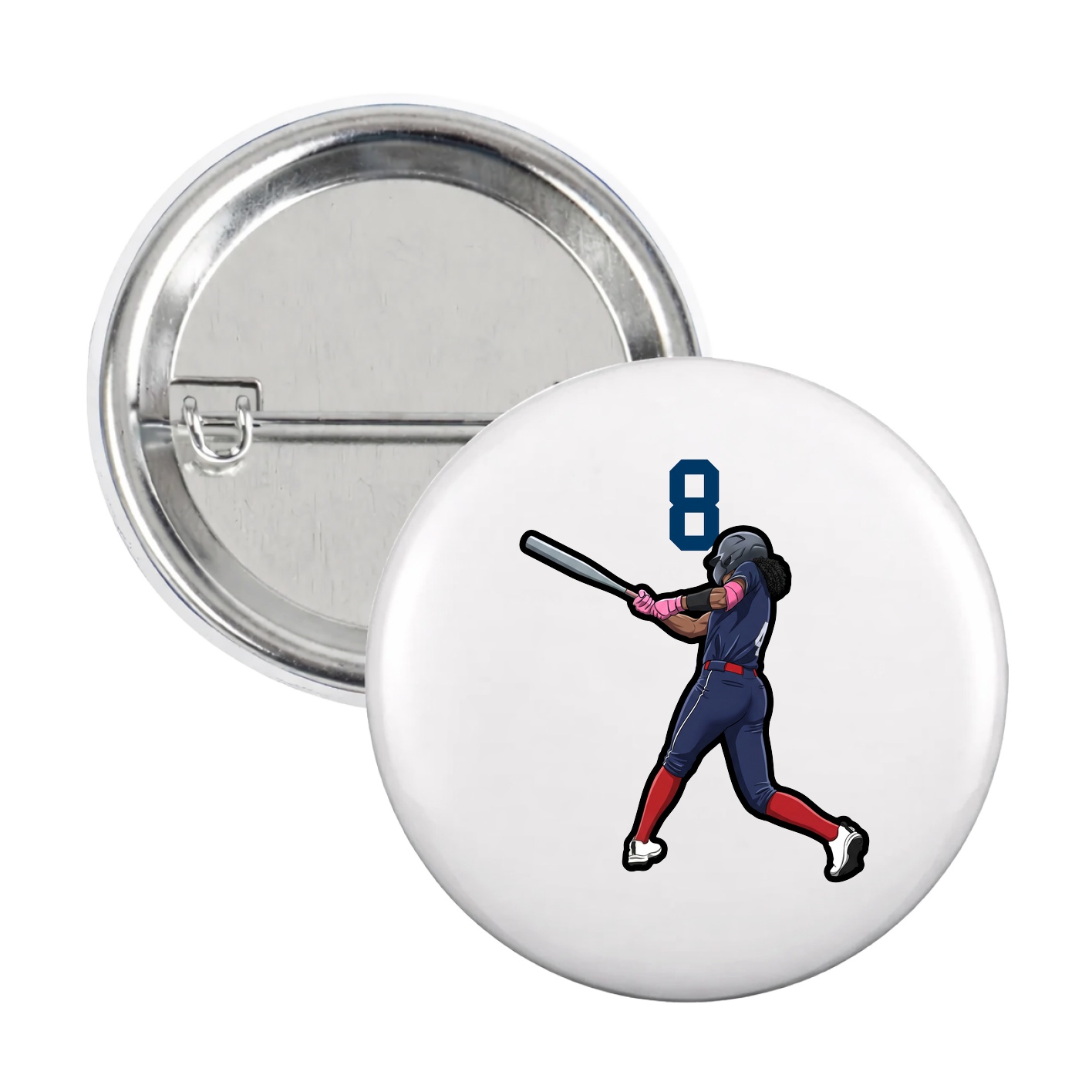 Game Day Button — Number Top in White