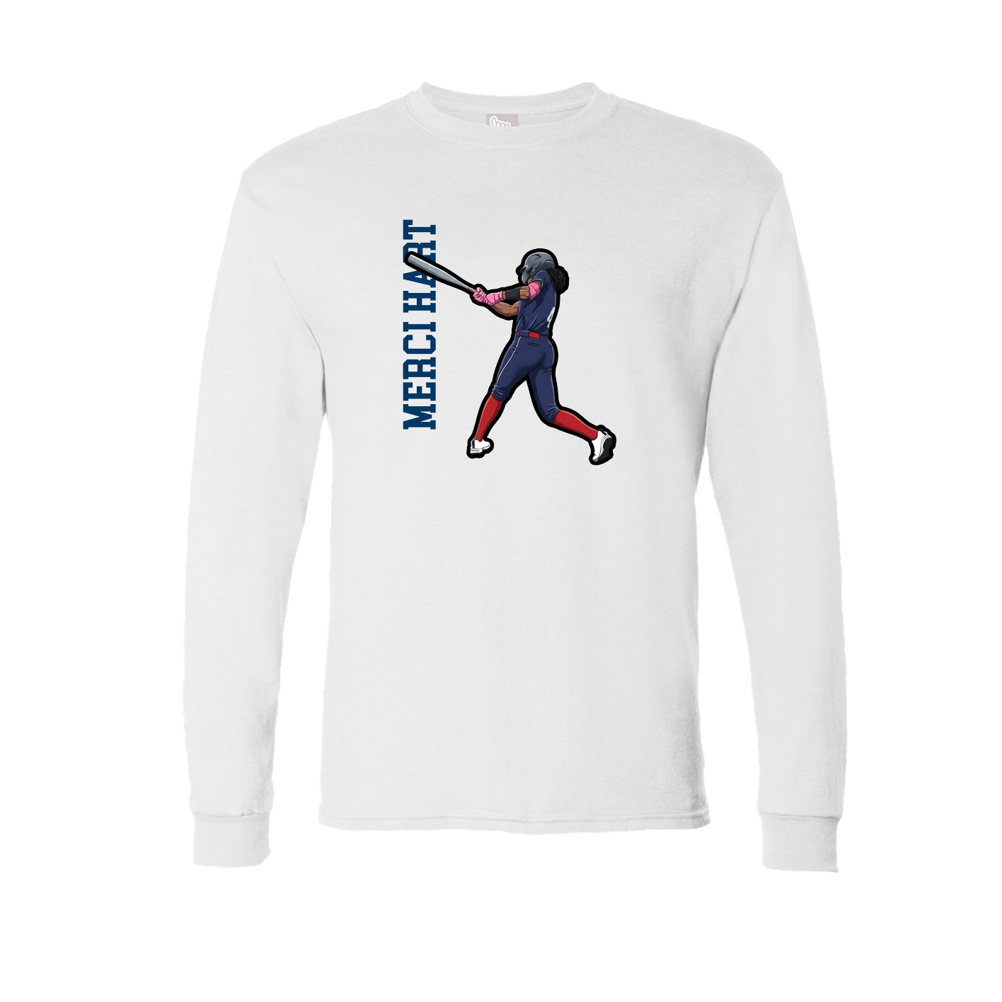 Long Sleeve Tee — Name Vertical in White