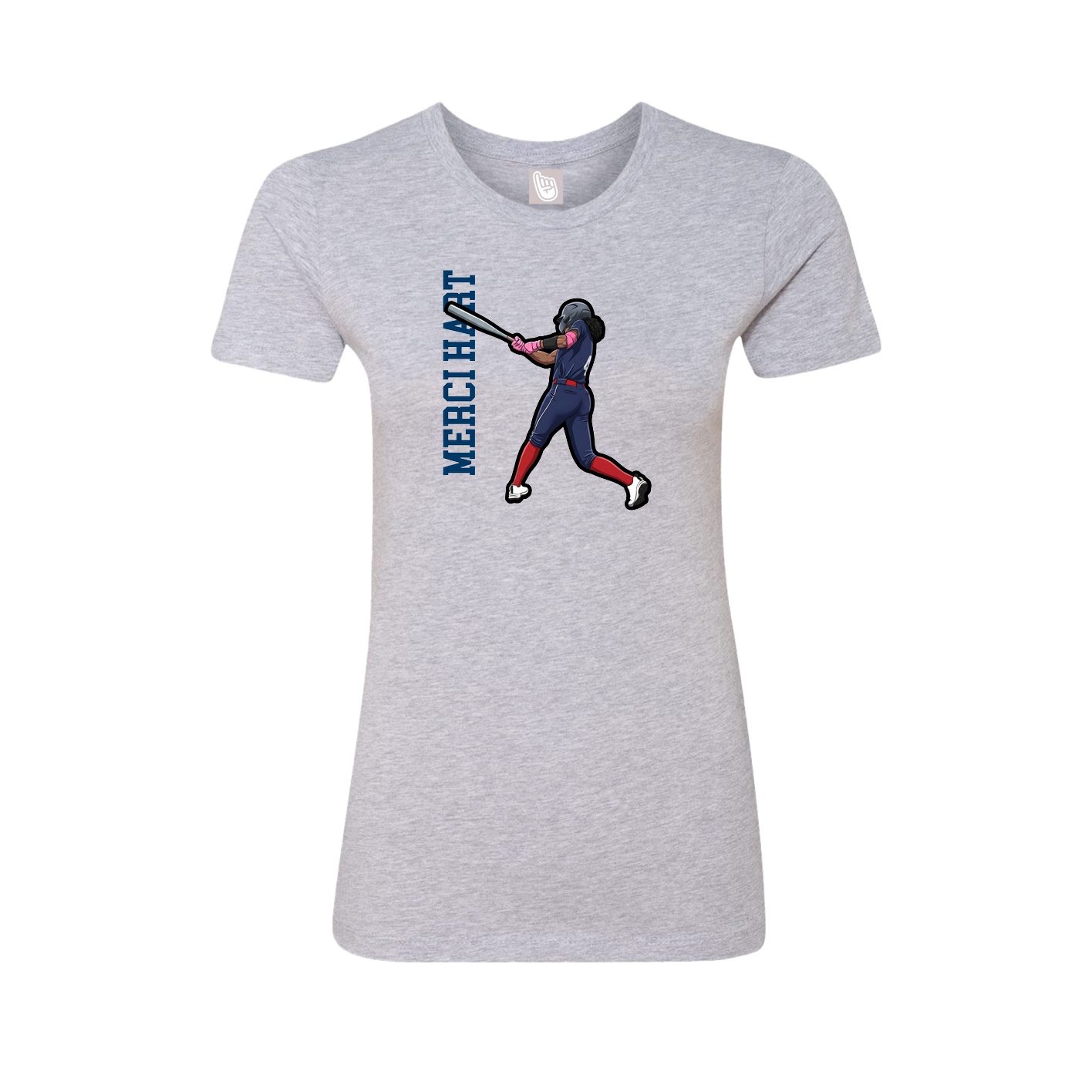 Womens Tee — Name Vertical in Grey