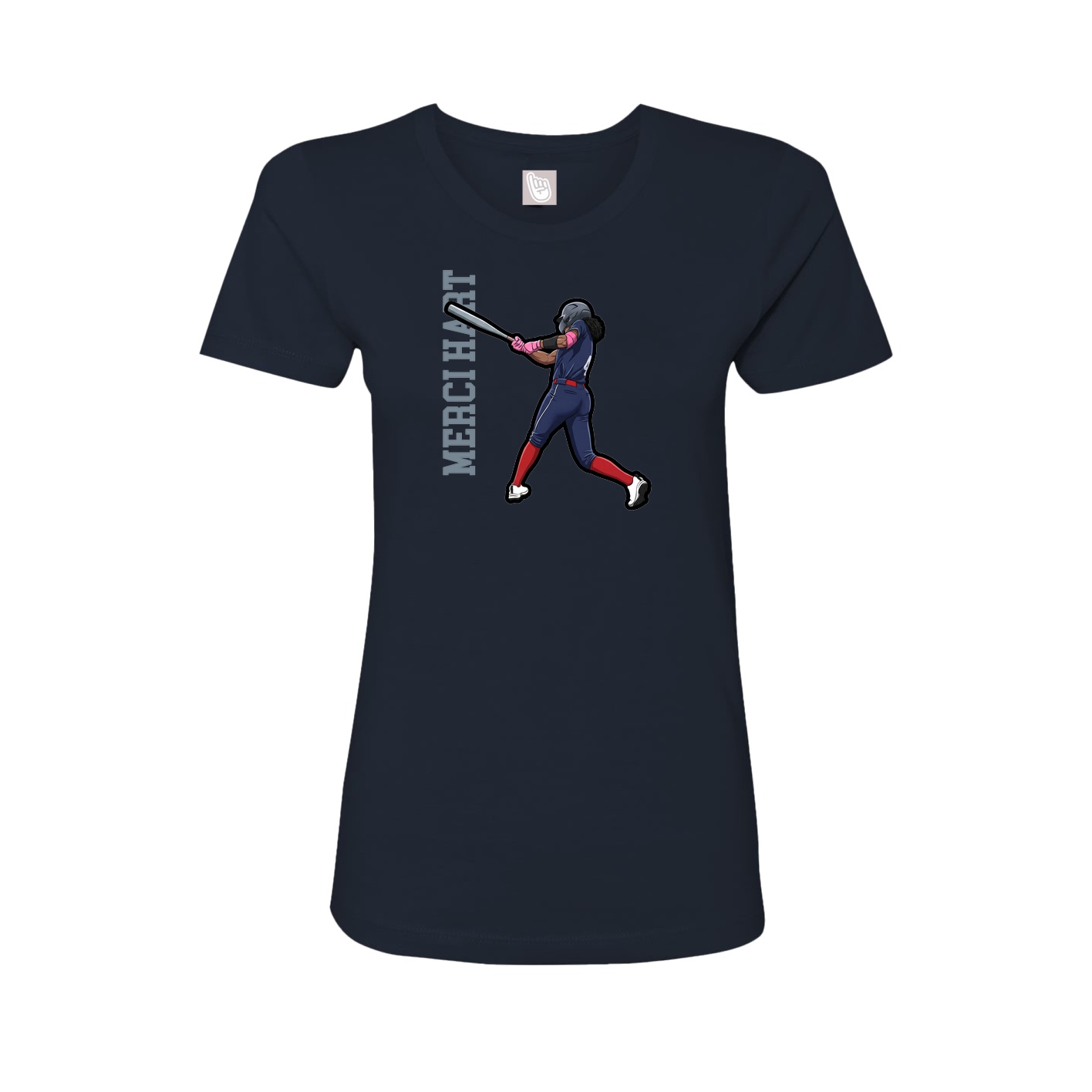 Fitted Women's Tee — Name Vertical in Navy