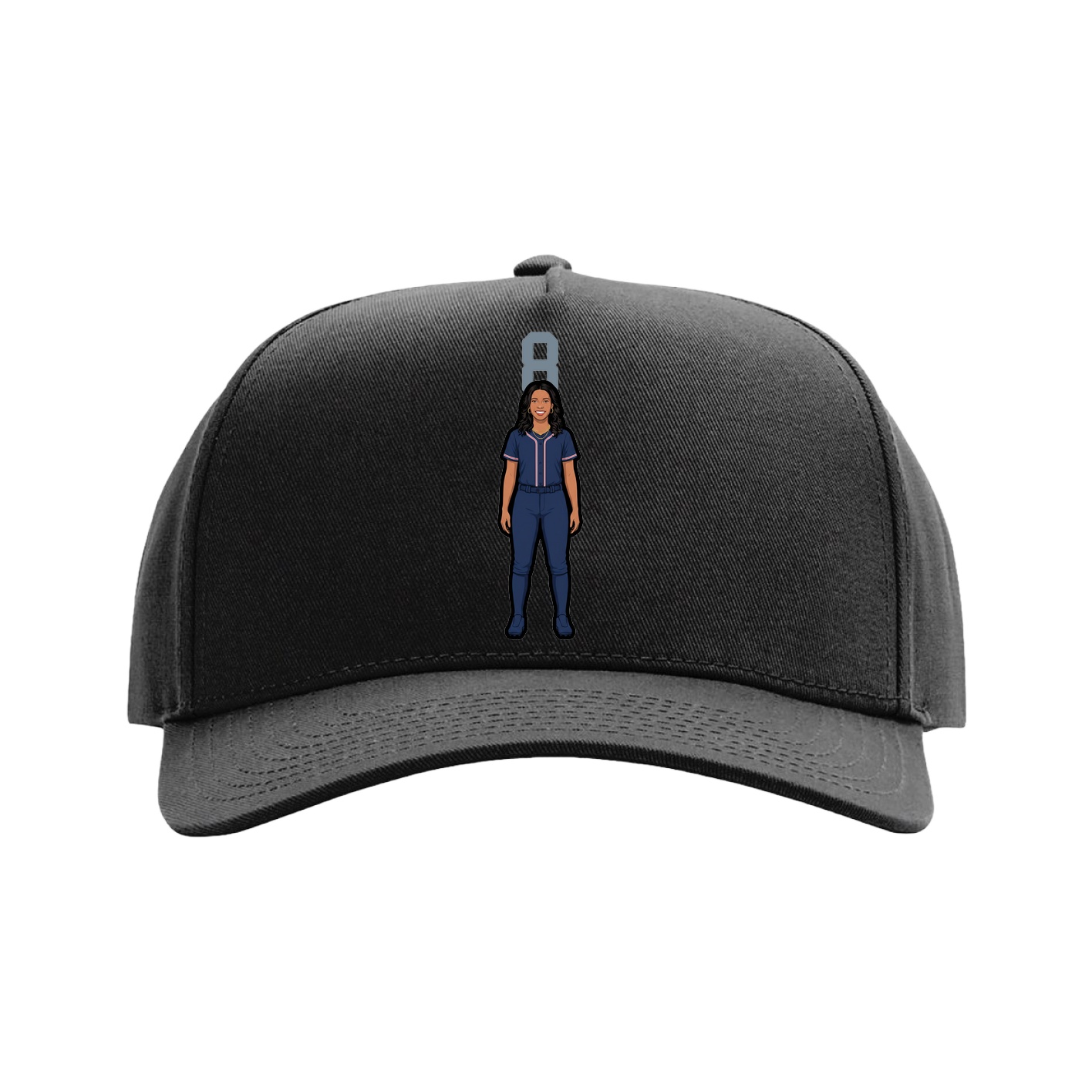 Full Fabric Five-Panel Champ Cap — Number Top in Black