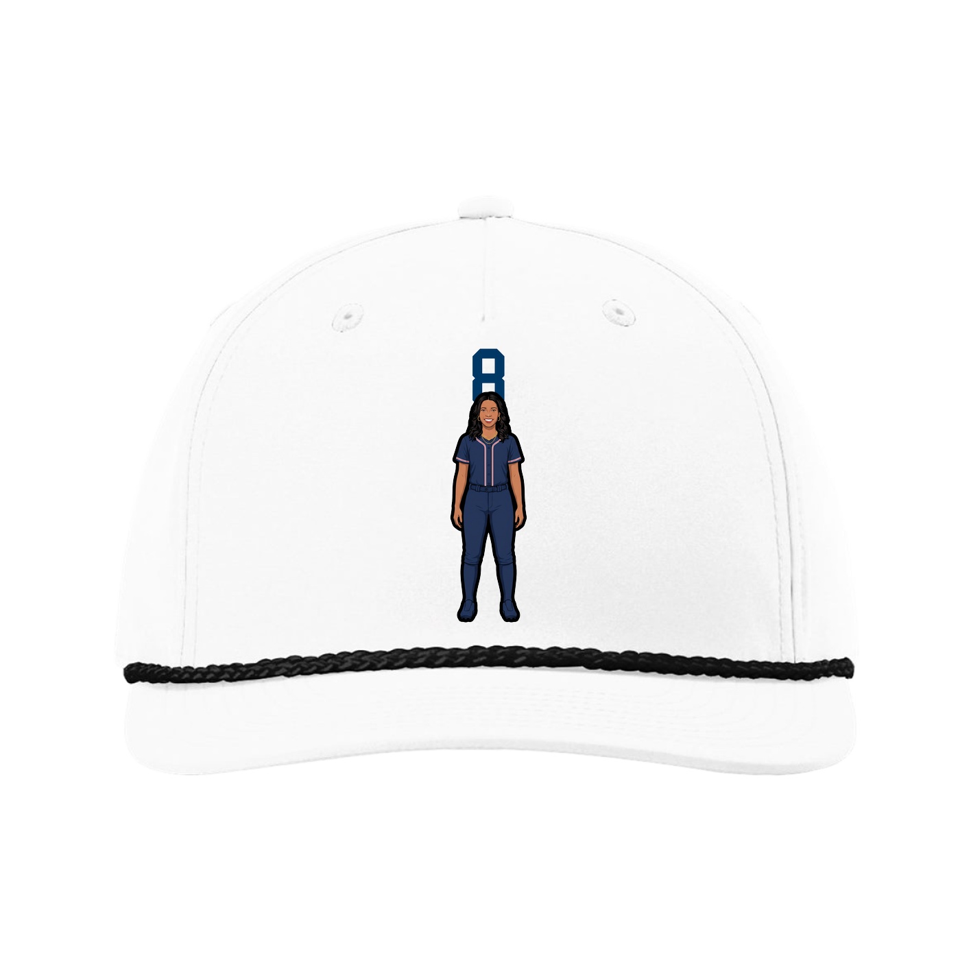 Five-Panel Classic Rope Cap — Number Top in White