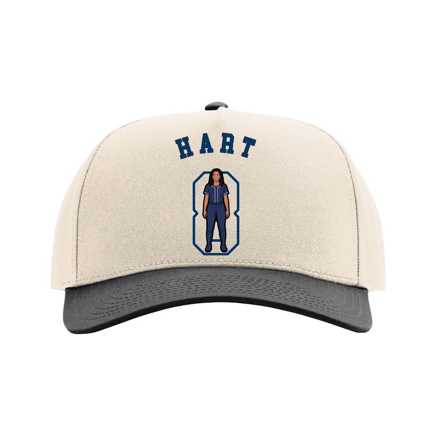 Full Fabric Five-Panel Champ Cap — Shirsey Arch in Cream/Black