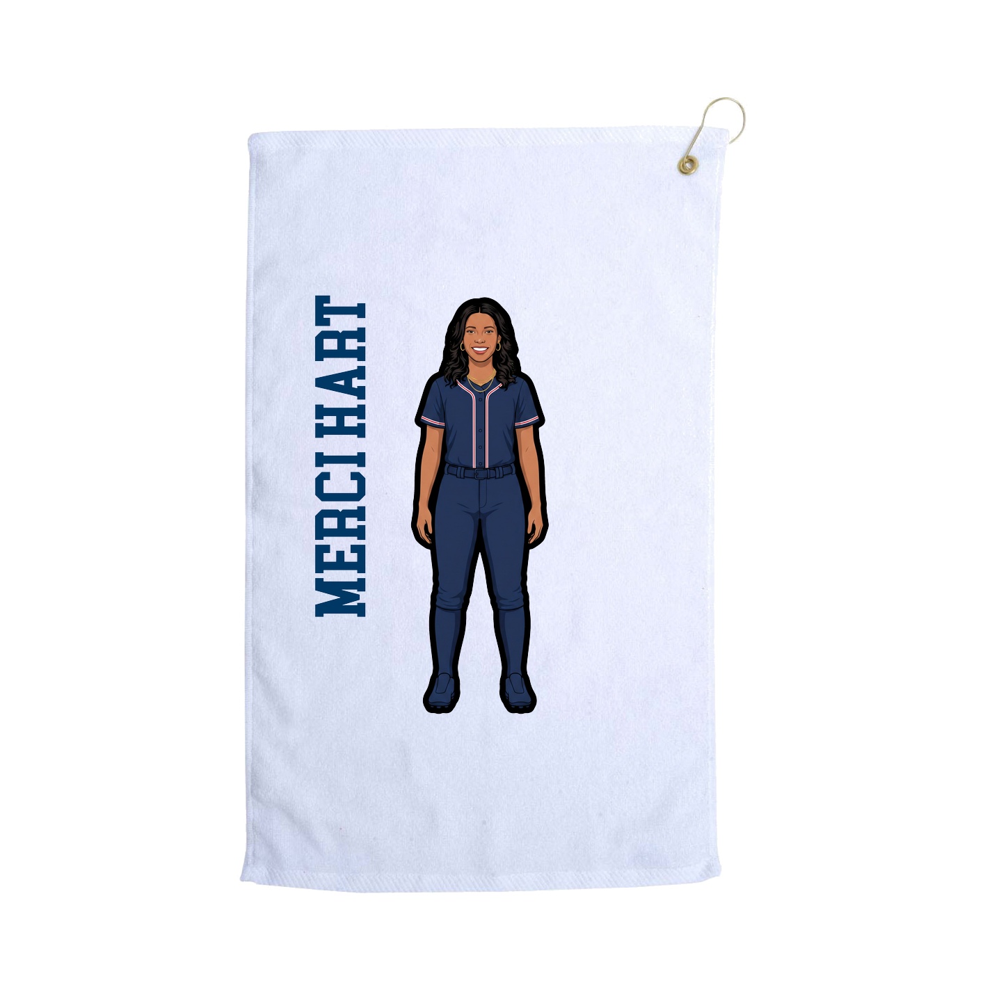 Golf Towel — Name Vertical in White