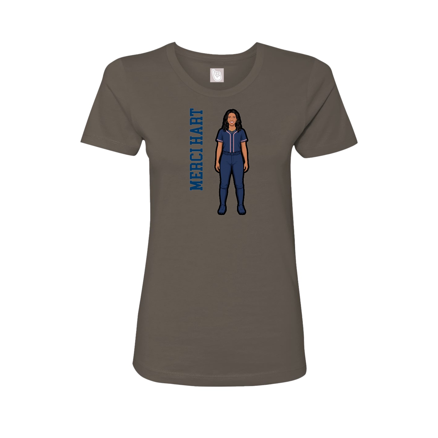 Fitted Women's Tee — Name Vertical in Grey