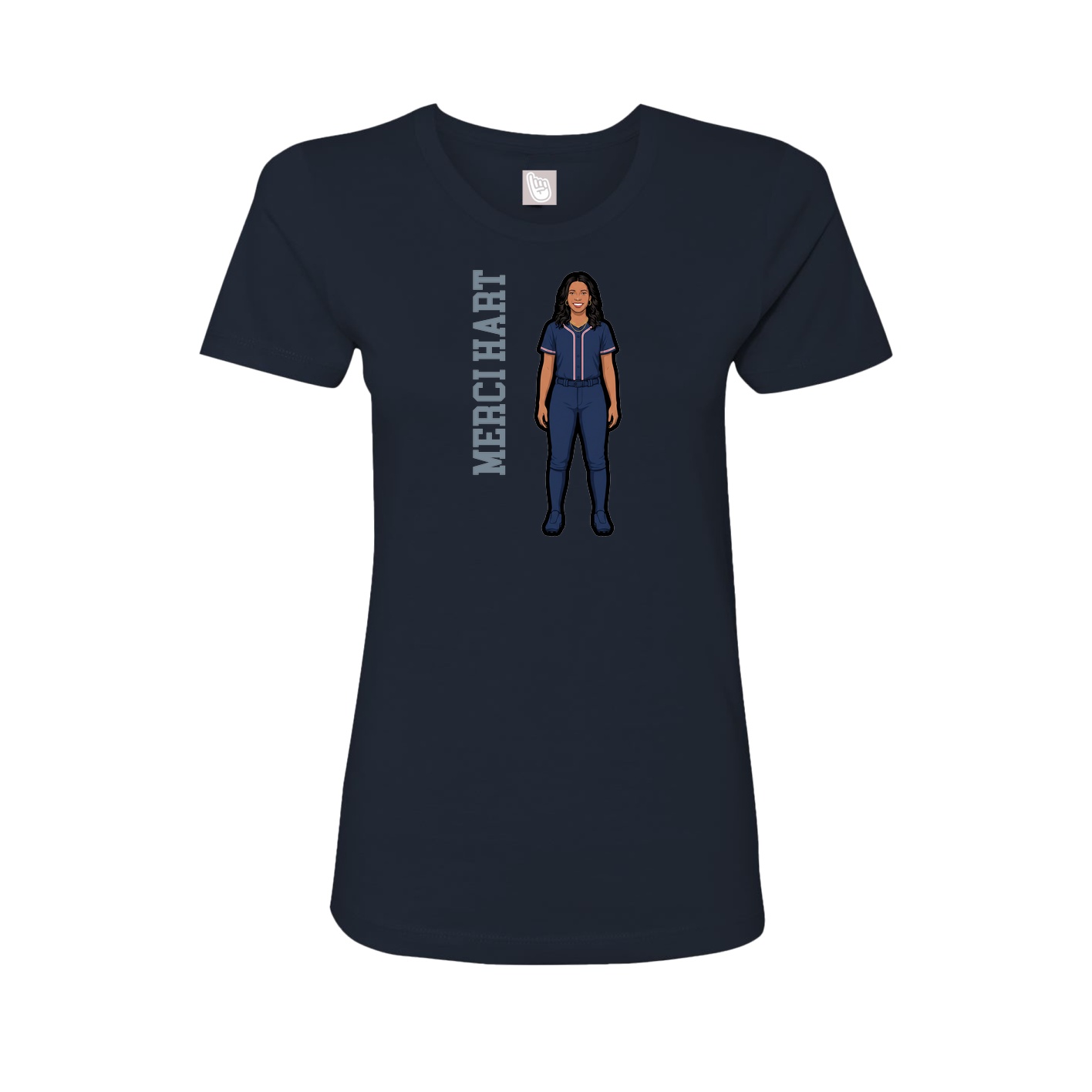 Womens Tee — Name Vertical in Navy